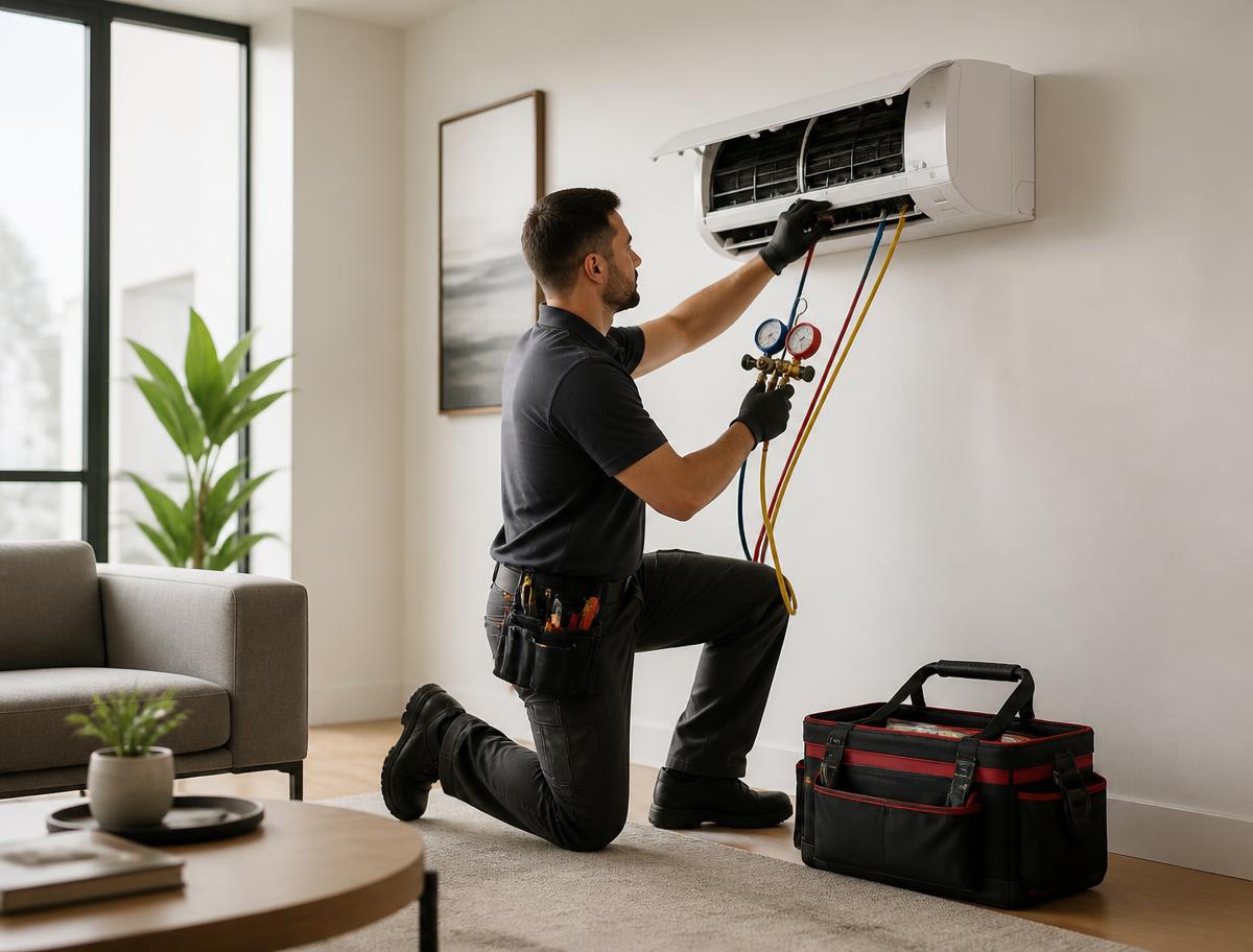 HVAC professional at work