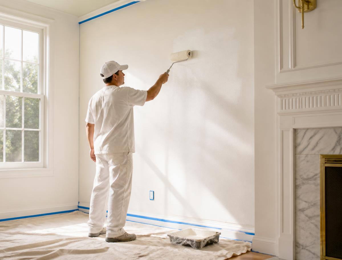 Painting professional at work