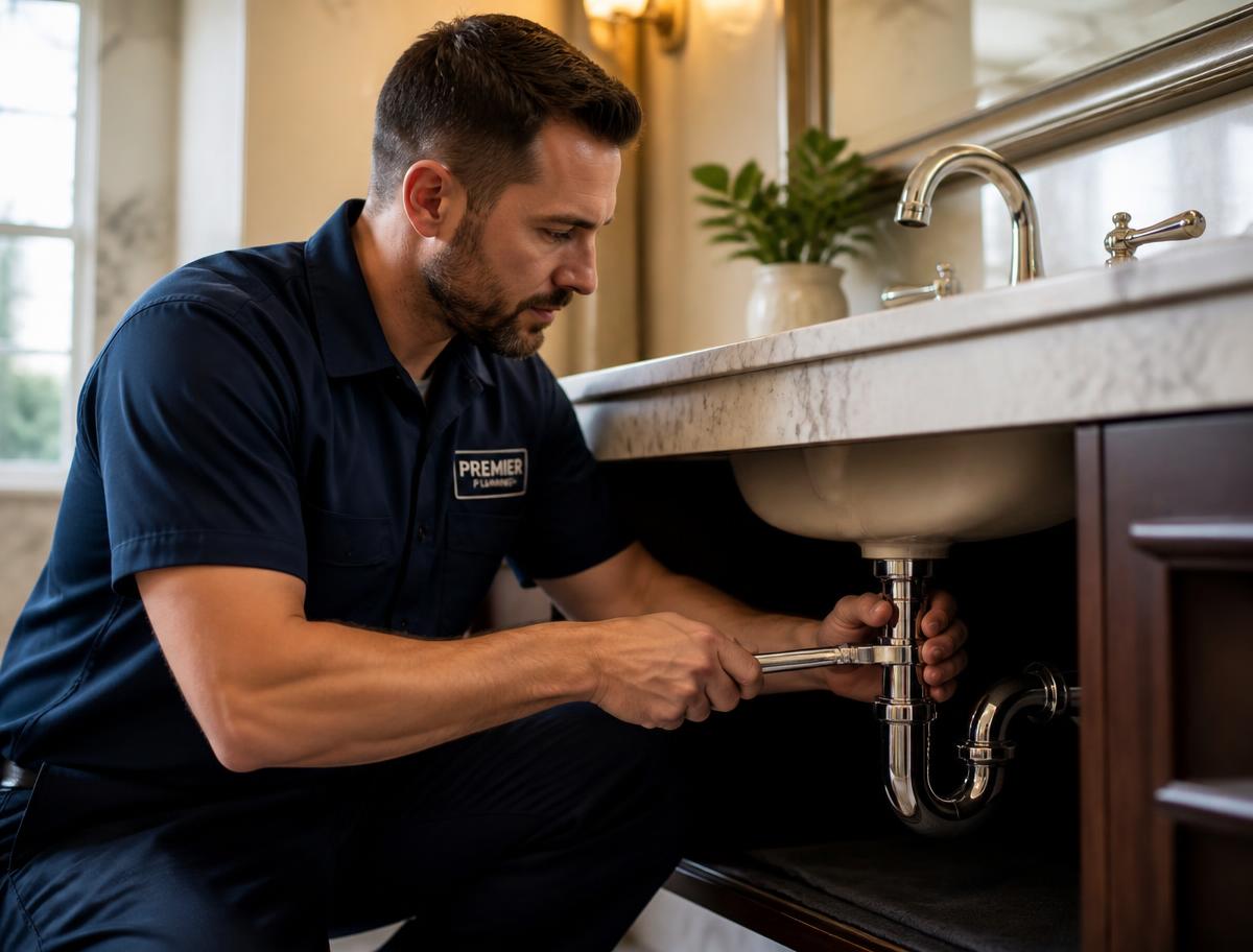 Plumbing professional at work