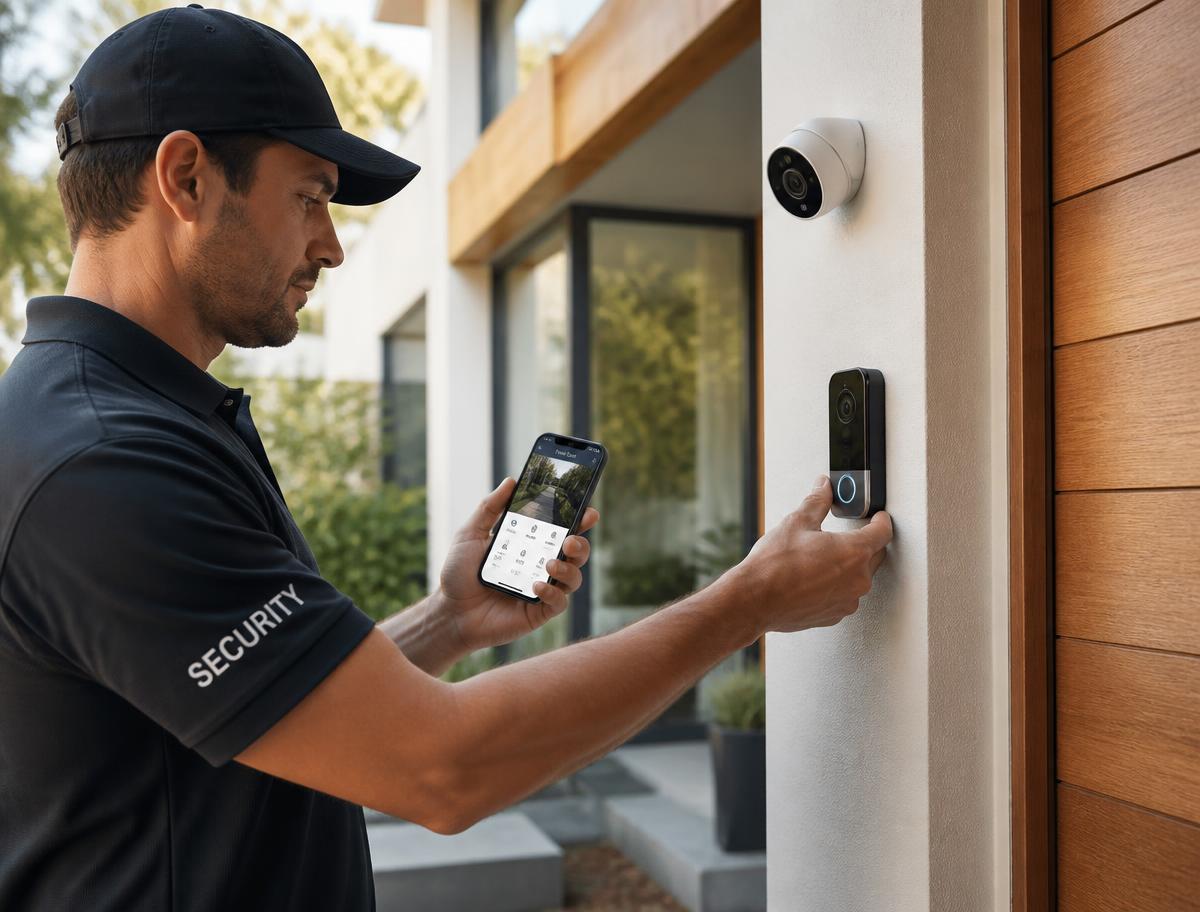 Home Security professional at work